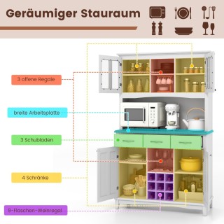 Ντουλάπα Κουζίνας με 3 Συρτάρια & Ράφι Κρασιών & Ανοιχτά Ράφια & Πά...