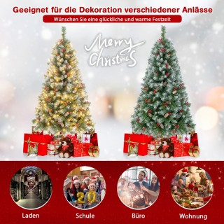 Costway  Τεχνητό Χριστουγεννιάτικο Δέντρο με Φωτισμό, Χιόνι, Κουκου...