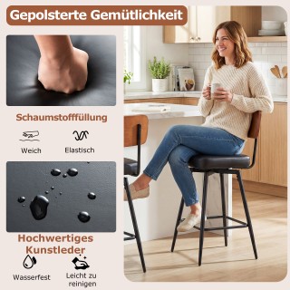 Costway Σετ 2 περιστρεφόμενα βιομηχανικά σκαμπό μπαρ με επενδεδυμέν...