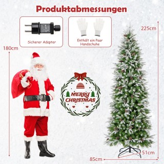 Costway 225 εκ. Ύψος Φωτιζόμενο Χιονισμένο Χριστουγεννιάτικο Δέντρο...