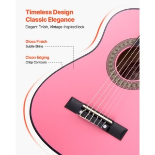VEVOR Ροζ Κλασική Κιθάρα 780 mm για Αρχάριους με Θήκη, Ζώνη, Τούνερ...