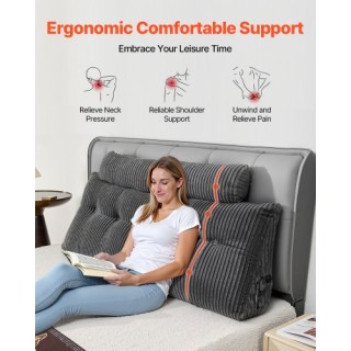 Μαξιλάρι Κεφαλαριού Queen Wedge με 2 Τσέπες & Στηρίγματα Κεφαλής 15...