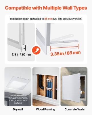 VEVOR Πόρτα Επιθεώρησης Γυψοσανίδας 64x64 εκ. Γαλβανισμένος Χάλυβας...