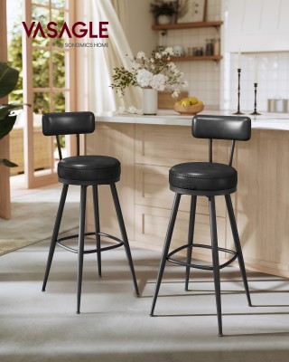 VASAGLE Σετ 2 Σκαμπό Μπάρ με Πλάτη και Περιστροφή 360 LBC889B01V1