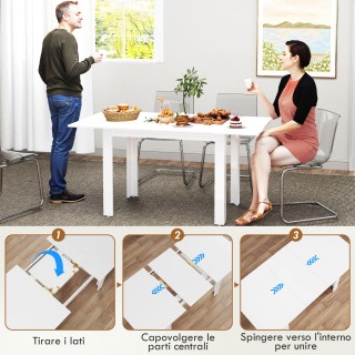 HOMCOM Επεκτεινόμενο Τραπέζι Φαγητού για 4-6 Άτομα με Αναδιπλούμενα...