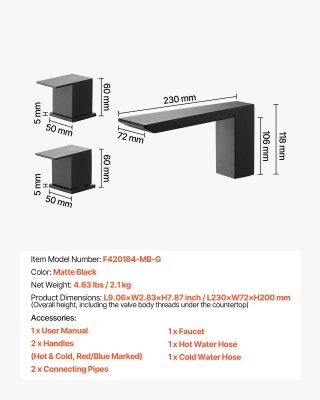 VEVOR Μαύρος Ματ Ρωμαϊκός Βρύση Μπανιέρας (200 x 230 x 72 mm) DFPTK... VEVOR Μαύρος Ματ Ρωμαϊκός Βρύση Μπανιέρας (200 x 230 x 72 mm) DFPTK...