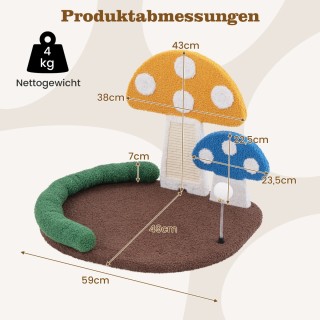 Costway Πολυλειτουργικό Κρεβάτι Γάτας 3-σε-1 σε Σχήμα Μανιταριού PV...