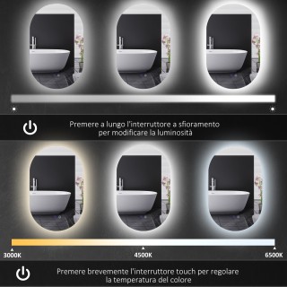 Kleankin Καθρέφτης Μπάνιου LED 81x51x4.5 εκ. 834-589V00CR