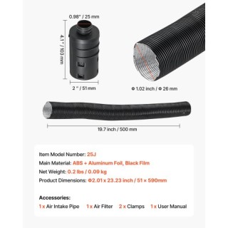 VEVOR Κιτ Εισαγωγής Αέρα για Πετρελαιοθερμαντήρες - Εύκαμπτη Σωλήνα... VEVOR Κιτ Εισαγωγής Αέρα για Πετρελαιοθερμαντήρες - Εύκαμπτη Σωλήνα...