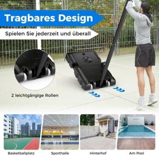 Costway Ρυθμιζόμενο Σύστημα Μπάσκετ με Ανθεκτική Πλάτη και Μεταφερό...