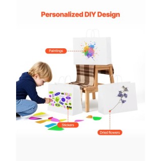 VEVOR Λευκές Χάρτινες Τσάντες με Χερούλια 50 Τεμάχια ZZGWDHTS1661XF...