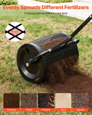 VEVOR Διανομέας Κομπόστ και Τύρφης 42 εκ. με λαβή Τ, ρυθμιζόμενο σε...