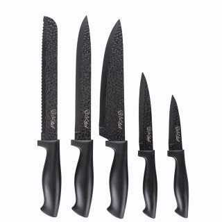 Galileo Μπλοκ με 5 μαχαίρια από ανοξείδωτο ατσάλι με μαύρη λεπίδα σ...