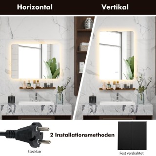 Costway Καθρέφτης LED Τοίχου με Ράφι και Ρυθμιζόμενο Φωτισμό για Μπ... Costway Καθρέφτης LED Τοίχου με Ράφι και Ρυθμιζόμενο Φωτισμό για Μπ...