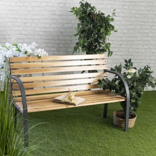 Galileo Ξύλινο παγκάκι από έλατο με δομή από ανθρακούχο χάλυβα 120x...