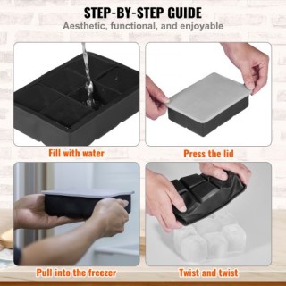 Δίσκος Παγοκύβων Σιλικόνης με Καπάκι VEVOR για Κοκτέιλ Ουίσκι (Σετ ...