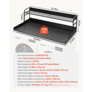 VEVOR Πάγκος Πλυντηρίου-Στεγνωτηρίου με Ράφι 54x27 Ξύλινο Κάλυμμα Π... VEVOR Πάγκος Πλυντηρίου-Στεγνωτηρίου με Ράφι 54x27 Ξύλινο Κάλυμμα Π...