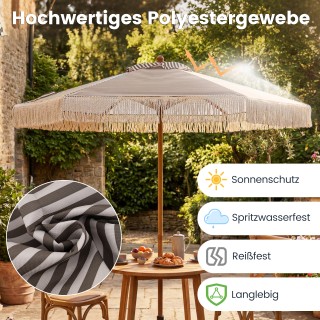 Costway Πράσινη ομπρέλα βεράντας 2 μ. με κρόσσια, 6 ακτίνες και στι...