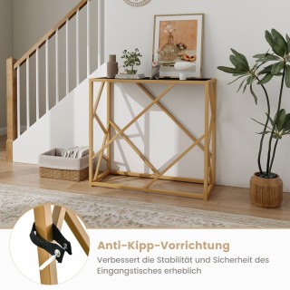 Costway Κονσόλα 80 εκ. με Σκληρυμένο Γυαλί & Χρυσό Σκελετό Μαύρο Τ... Costway Κονσόλα 80 εκ. με Σκληρυμένο Γυαλί & Χρυσό Σκελετό Μαύρο Τ...