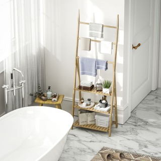 HOMCOM Ράφι Μπάνιου με 3 Ράφια και Κρεμάστρα για Πετσέτες με 3 Μπά... HOMCOM Ράφι Μπάνιου με 3 Ράφια και Κρεμάστρα για Πετσέτες με 3 Μπά...