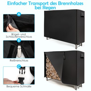 Costway Εξωτερική Μεταλλική Ραφιέρα Καυσόξυλων με Αδιάβροχη Κάλυψη ...