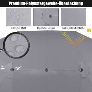 Costway  Ομπρέλα Ø480 cm με μανιβέλα, σκούρο γκρι για κήπο και βερά...