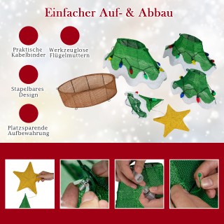 Costway 130 εκ. LED Χριστουγεννιάτικο Δέντρο με Φωτάκια LED, Αστέρι...