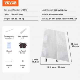 Ράμπα Πόρτας VEVOR, 2 Ύψος, 800 lbs Φορτίο, Αλουμινίου για Αμαξίδια...