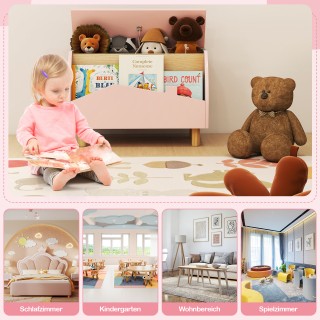 Costway Ξύλινο Κουτί Παιχνιδιών με Ράφι και Ανοιγόμενο Καπάκι 60 x ...