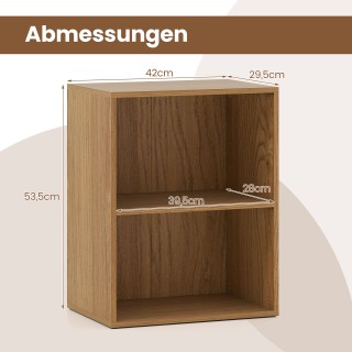 Costway Ξύλινη ανοιχτή βιβλιοθήκη 2 επιπέδων σε φυσικό χρώμα, 42 x ...