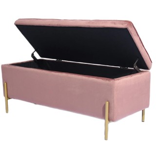 BAKAJI  Κασετίνα Πουφ Αποθηκευτικός Πάγκος Σκαμπό Υποπόδιο από Ροζ ...