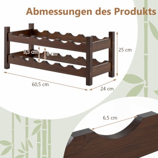 Costway Μπαμπού Ραφιέρα Κρασιών για 12 Μπουκάλια με 2 Ράφια για Κελ... Costway Μπαμπού Ραφιέρα Κρασιών για 12 Μπουκάλια με 2 Ράφια για Κελ...