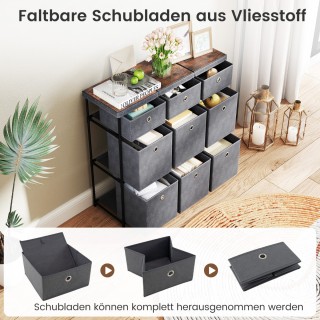 Costway Γκρι Συρταριέρα με Μεταλλικό Σκελετό και Πτυσσόμενους Υφασμ...