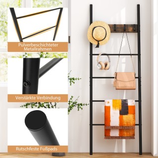 Costway Πολυλειτουργική Σκάλα Πετσετών 5 Επιπέδων με Άγκιστρα Διάστ...