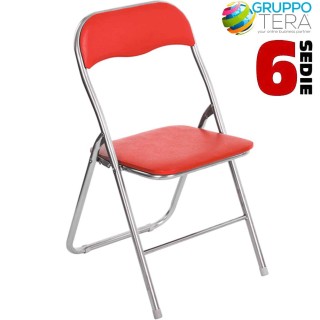 BAKAJI Σετ 6 Καρέκλες Επενδυμένες Πτυσσόμενες Χρώμα Κόκκινο Δομή Α... BAKAJI Σετ 6 Καρέκλες Επενδυμένες Πτυσσόμενες Χρώμα Κόκκινο Δομή Α...