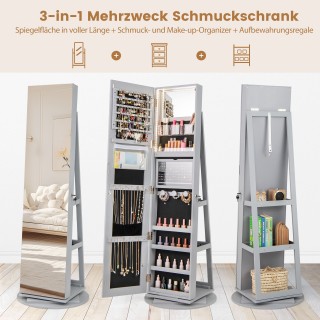 Costway Περιστρεφόμενη Κοσμηματοθήκη 360° με Τρίχρωμο LED Φωτισμό, ...