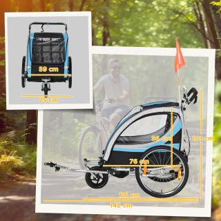 Τρέιλερ Ποδηλάτου για Παιδιά & Καρότσι 2 σε 1 με Φρένο, Ζώνη 5 Σημε...