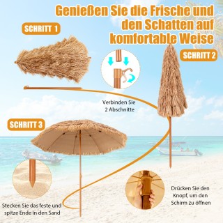 Costway Ομπρέλα Παραλίας Χαβάης Ø205cm με Ψάθα για Κήπο και Βεράντα... Costway Ομπρέλα Παραλίας Χαβάης Ø205cm με Ψάθα για Κήπο και Βεράντα...