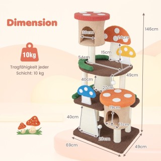 Costway Άνετο Δέντρο Αναρρίχησης για Γάτες με Σχέδιο Μανιταριού κα... Costway Άνετο Δέντρο Αναρρίχησης για Γάτες με Σχέδιο Μανιταριού κα...