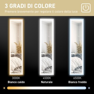 HOMCOM Καθρέφτης με LED Φωτισμό και Ρυθμιζόμενο Κουμπί Αφής, από Γυ...