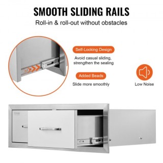 Συρτάρια BBQ Vevor 75x25cm Διπλά Οριζόντια με Ανθεκτικό Ντουλάπι Απ...