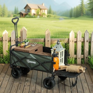 Outsunny Πτυσσόμενο Καρότσι Κήπου 95L με Ανοιγόμενο Πάνελ, από Ατσά...
