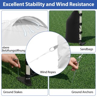 Costway Φορητό Λευκό Πτυσσόμενο Κιόσκι Κήπου 3x3m με Πλευρικό Τοίχο...