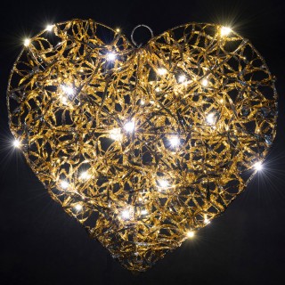 Galileo Καρδιά φωτιζόμενη εξώπορτας 40 cm από ρατάν και μέταλλο San...