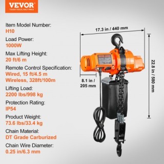 Ηλεκτρικός Γερανός VEVOR 2200 lbs, 20 ft Ανύψωση  DDSHLHLDXD11B2PV9V2