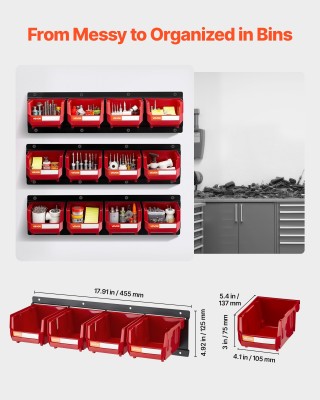 VEVOR Επιτοίχιες Πλαστικές Θήκες Αποθήκευσης με Μεταλλικές Ράγες, γ... VEVOR Επιτοίχιες Πλαστικές Θήκες Αποθήκευσης με Μεταλλικές Ράγες, γ...