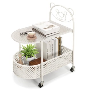 Costway Γυάλινο Τραπεζάκι Σαλονιού με Σχέδιο Αρκούδας JV11722WH