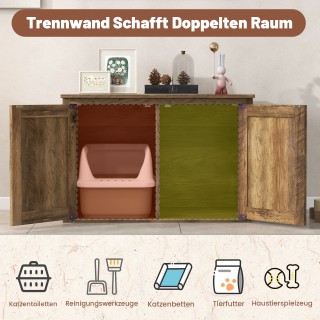 Costway Πολυχρηστικό Ντουλάπι Γάτας με Διπλό Χώρο & Ρουστίκ Πόρτες ...