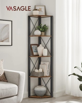 Γωνιακή Ραφιέρα 5 Επιπέδων 30 x 30 x 160cm– Vintage Καφέ/Μαύρο LLS... Γωνιακή Ραφιέρα 5 Επιπέδων 30 x 30 x 160cm– Vintage Καφέ/Μαύρο LLS...