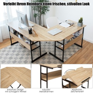 Γωνιακό Γραφείο Υπολογιστή L-Σχήματος με Ρυθμιζόμενη Επιφάνεια και... Γωνιακό Γραφείο Υπολογιστή L-Σχήματος με Ρυθμιζόμενη Επιφάνεια και...